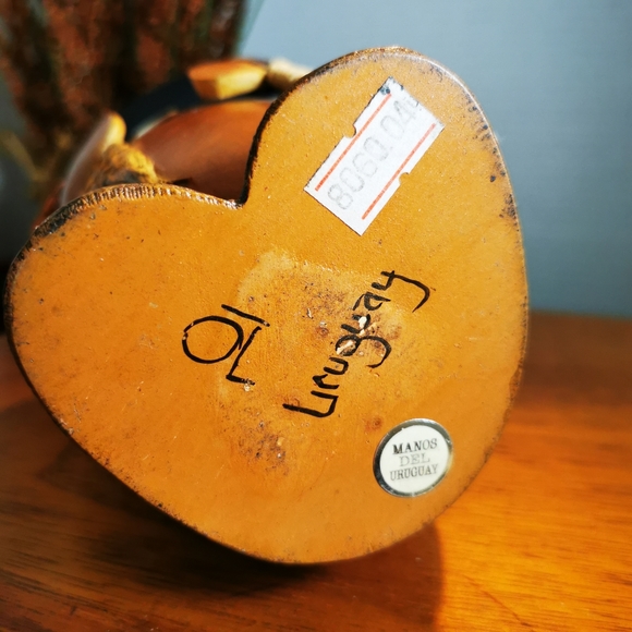 Vintage Hand Made Folk Art Leather Gourd Man in a Cowboy Hat Uruguay - Picture 12 of 14